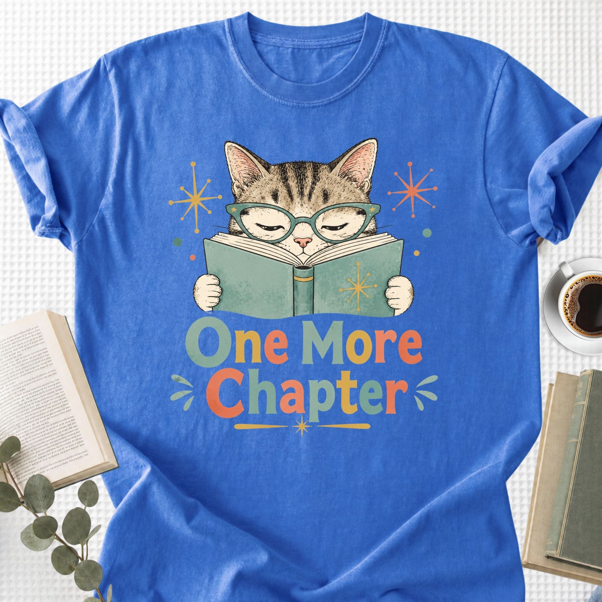 One More Chapter Cute Cat Retro Unisex T-Shirt - Book Social Club
