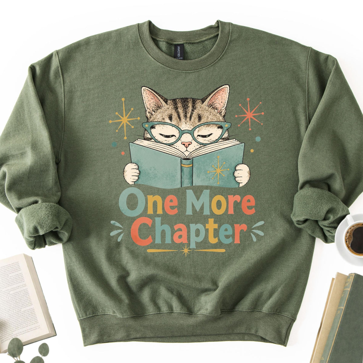 One More Chapter Cute Cat Unisex Sweatshirt - Book Social Club