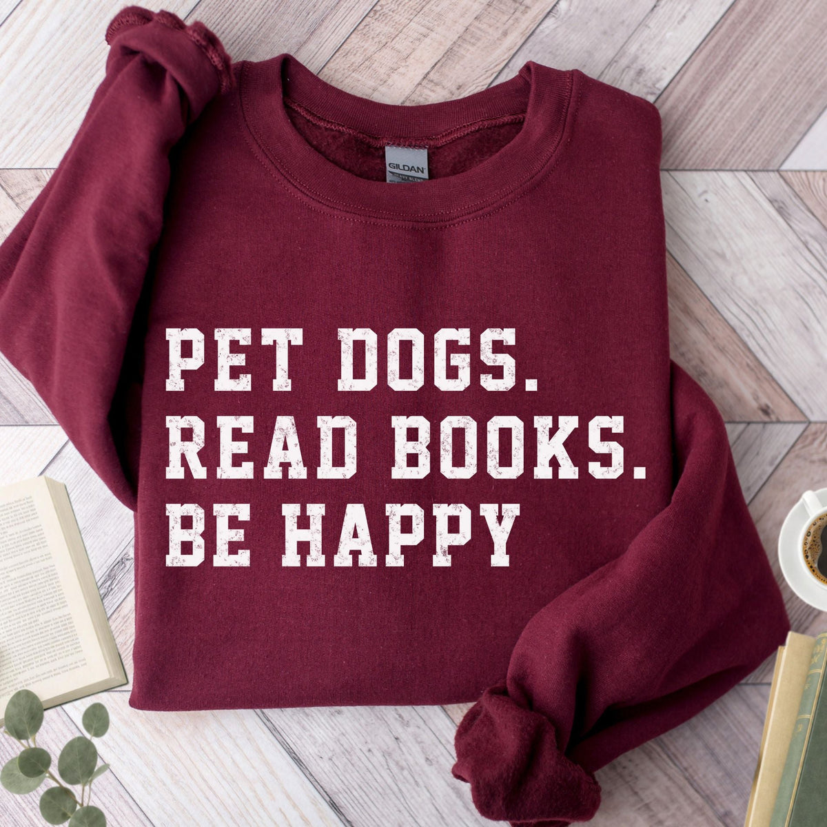 Pet Dogs Read Books Be Happy Unisex Sweatshirt - Book Social Club