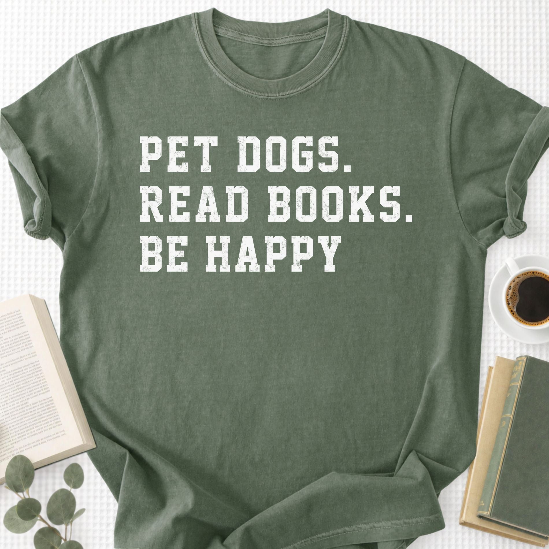 Pet Dogs Read Books Be Happy Unisex T-Shirt - Book Social Club