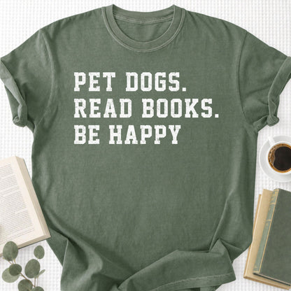 Pet Dogs Read Books Be Happy Unisex T-Shirt - Book Social Club