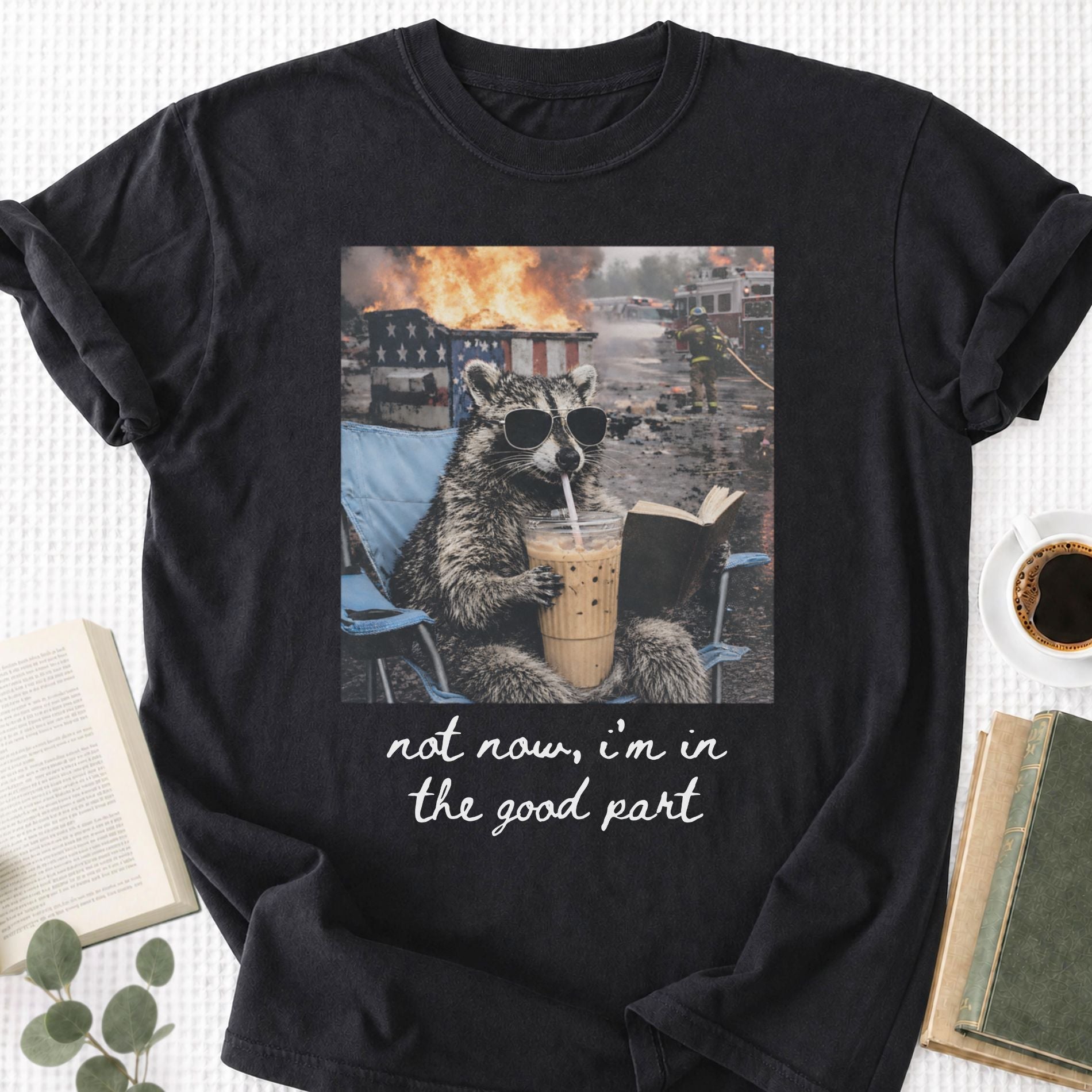 Raccoon Not Now, I'm In The Good Part Unisex T-Shirt - Book Social Club
