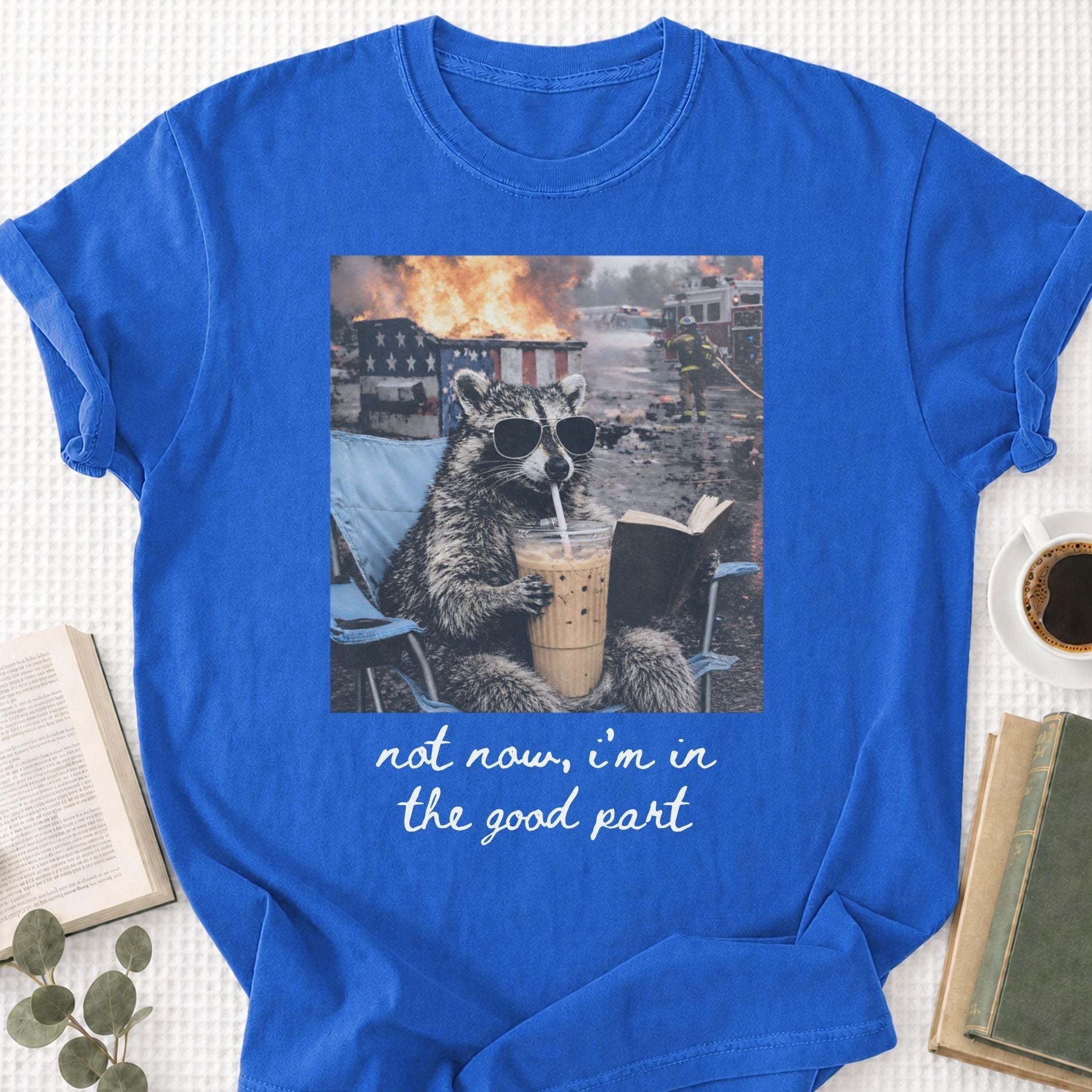 Raccoon Not Now, I'm In The Good Part Unisex T-Shirt - Book Social Club