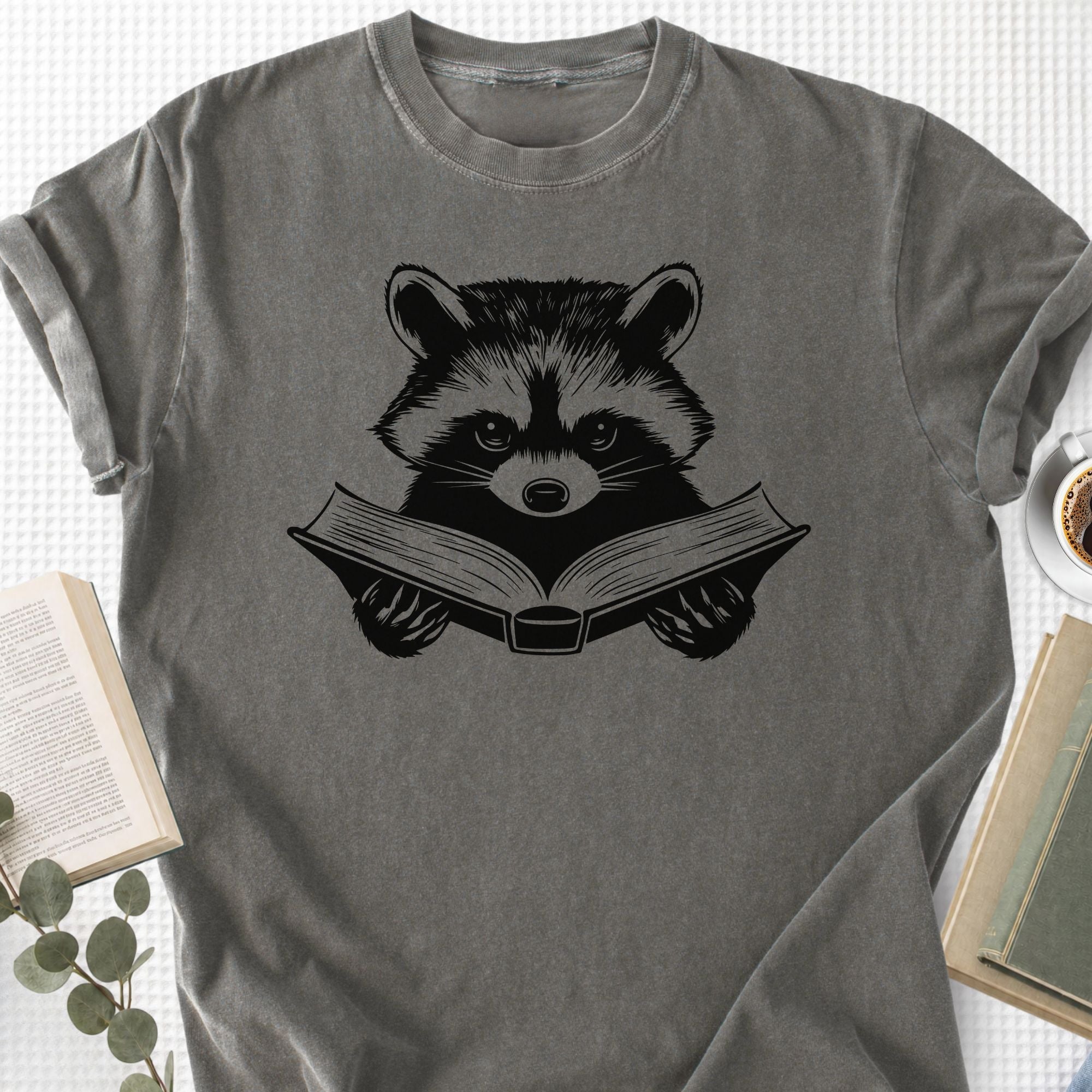 Raccoon Reading Book Unisex T-Shirt - Book Social Club