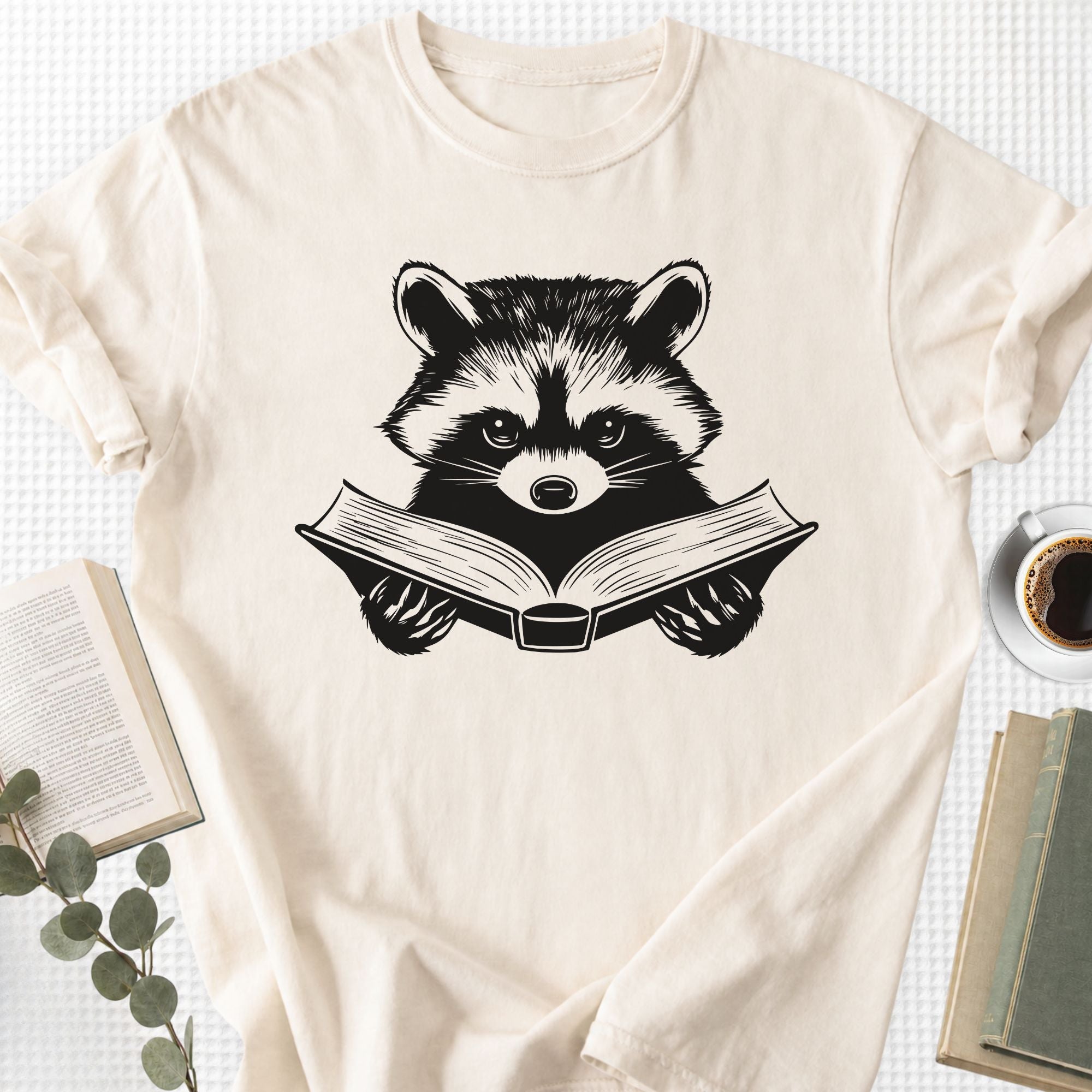 Raccoon Reading Book Unisex T-Shirt - Book Social Club