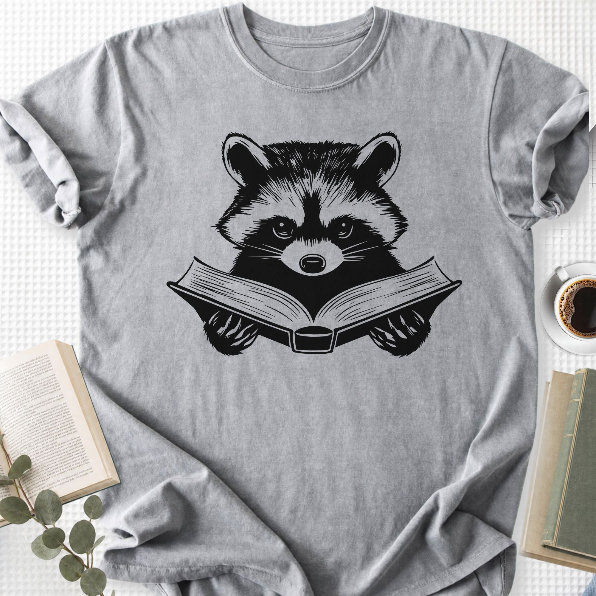 Raccoon Reading Book Unisex T-Shirt - Book Social Club