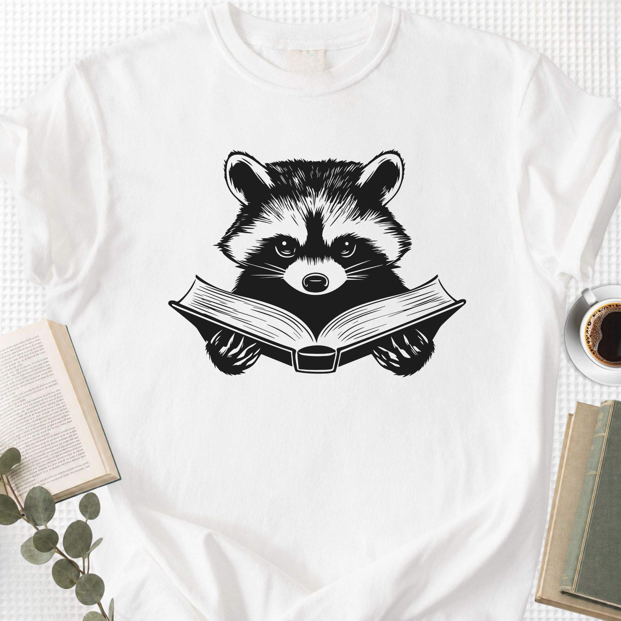 Raccoon Reading Book Unisex T-Shirt - Book Social Club