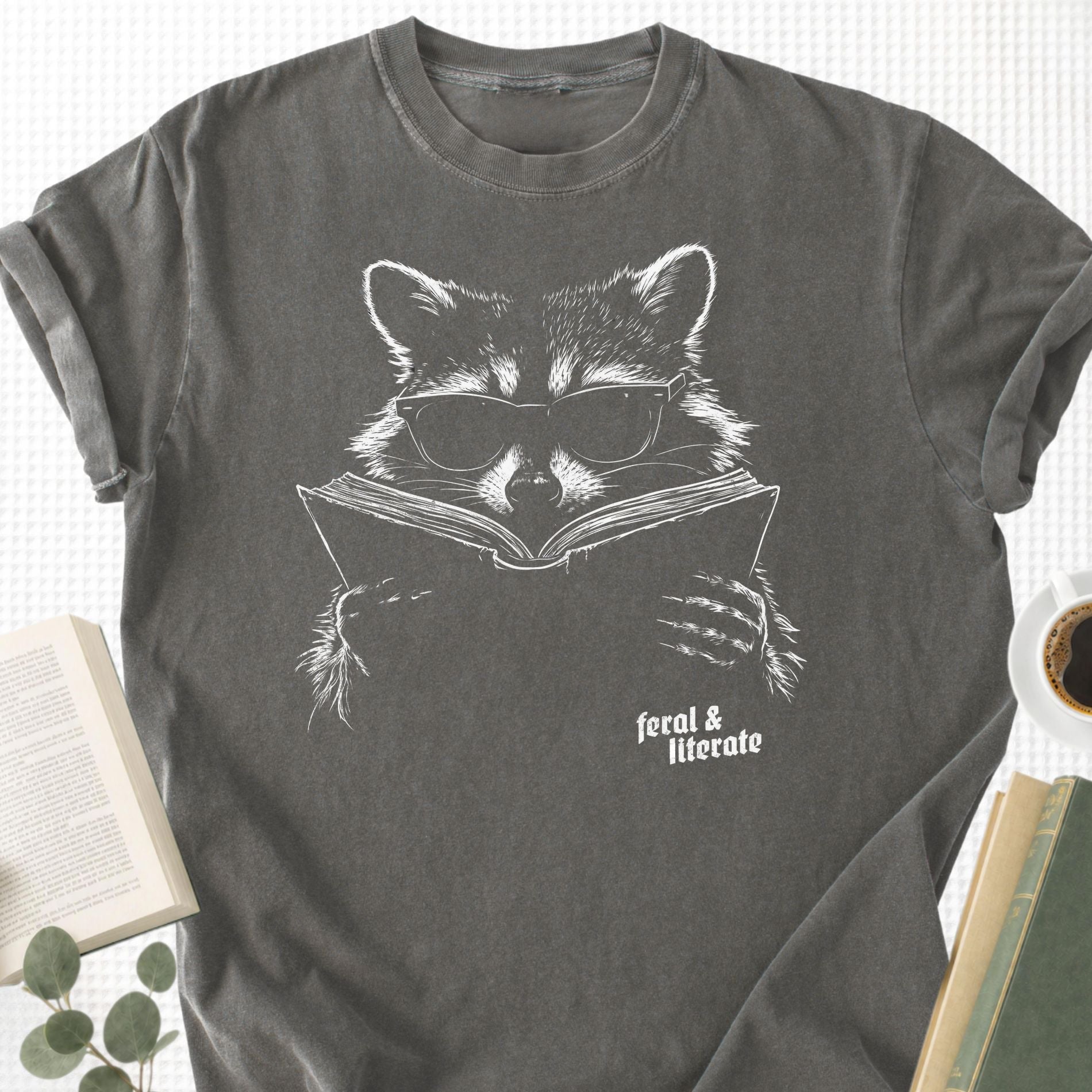 Raccoon Reading Unisex T-Shirt - Book Social Club