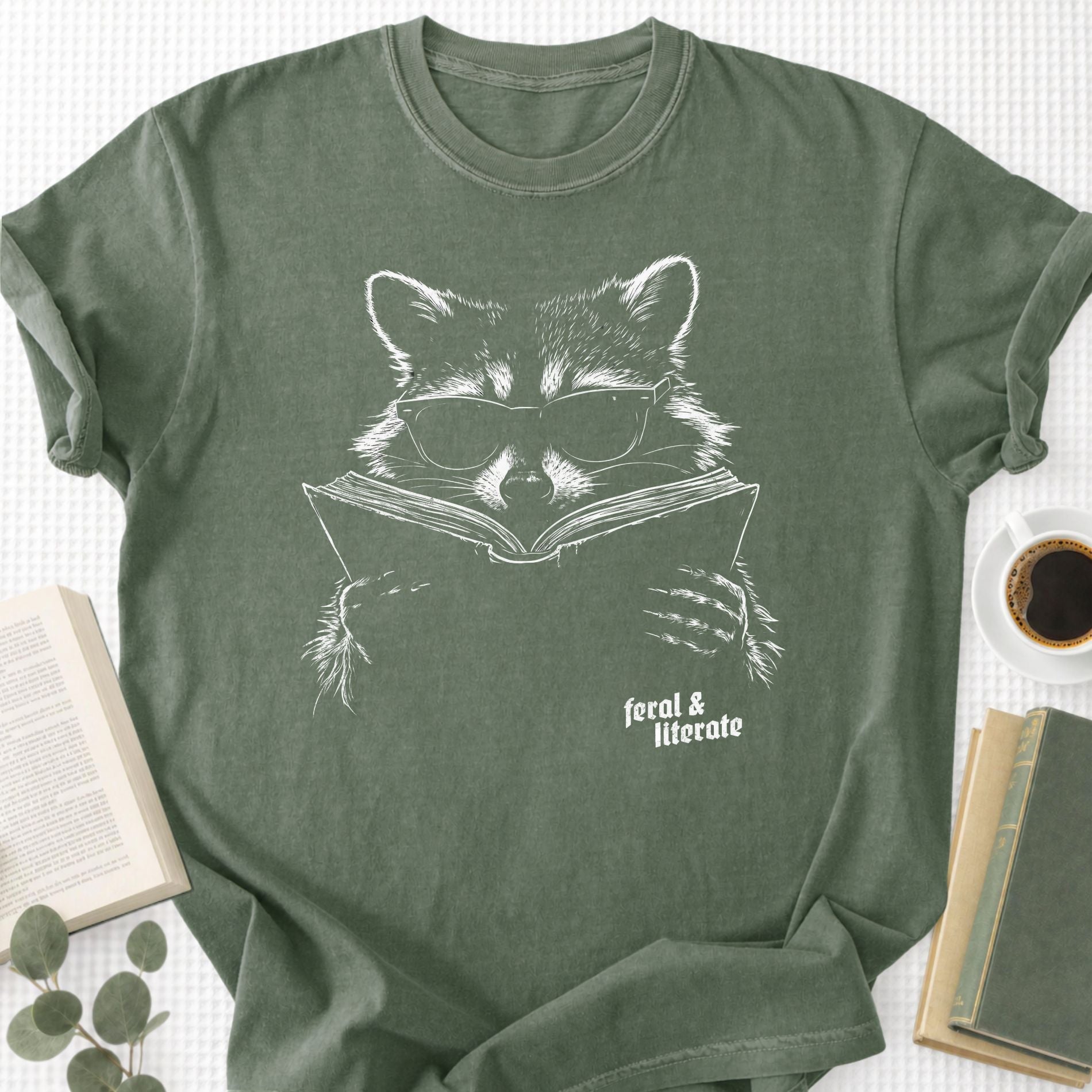 Raccoon Reading Unisex T-Shirt - Book Social Club