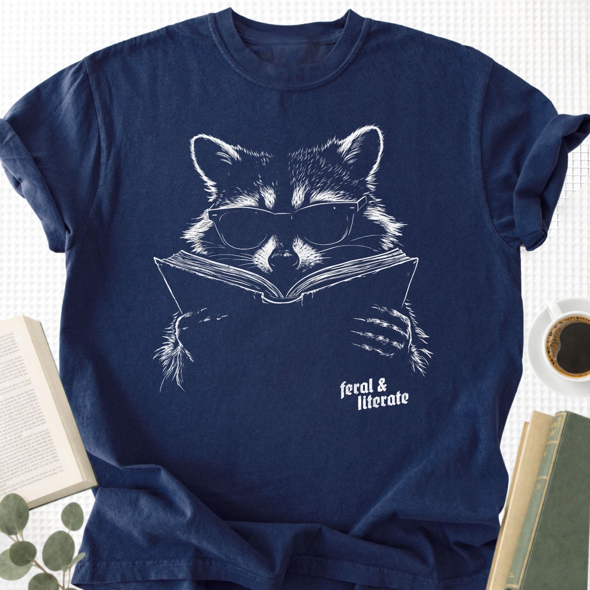 Raccoon Reading Unisex T-Shirt - Book Social Club