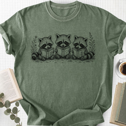 Raccoons Reading Books Unisex T-Shirt - Book Social Club