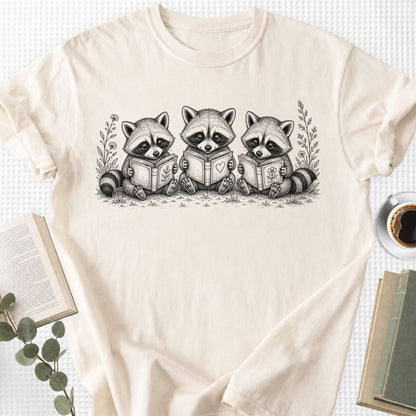 Raccoons Reading Books Unisex T-Shirt - Book Social Club