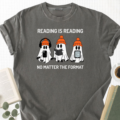 Reading is Reading No Matter The Format Unisex T-Shirt - Book Social Club