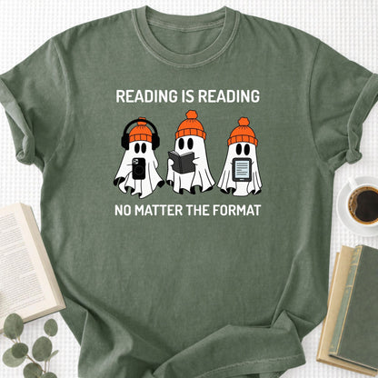 Reading is Reading No Matter The Format Unisex T-Shirt - Book Social Club