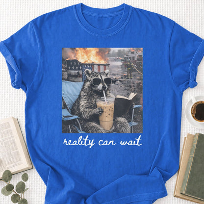 Reality Can Wait Raccoon Unisex T-Shirt - Book Social Club