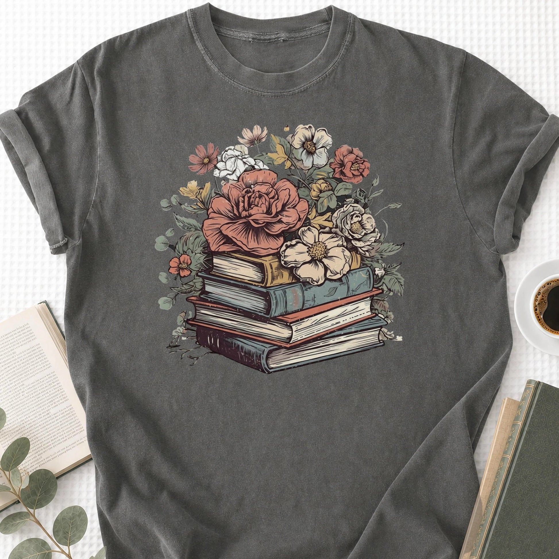 Rose Books Floral Vintage Unisex T-Shirt, Book Lover Gift - Book Social Club