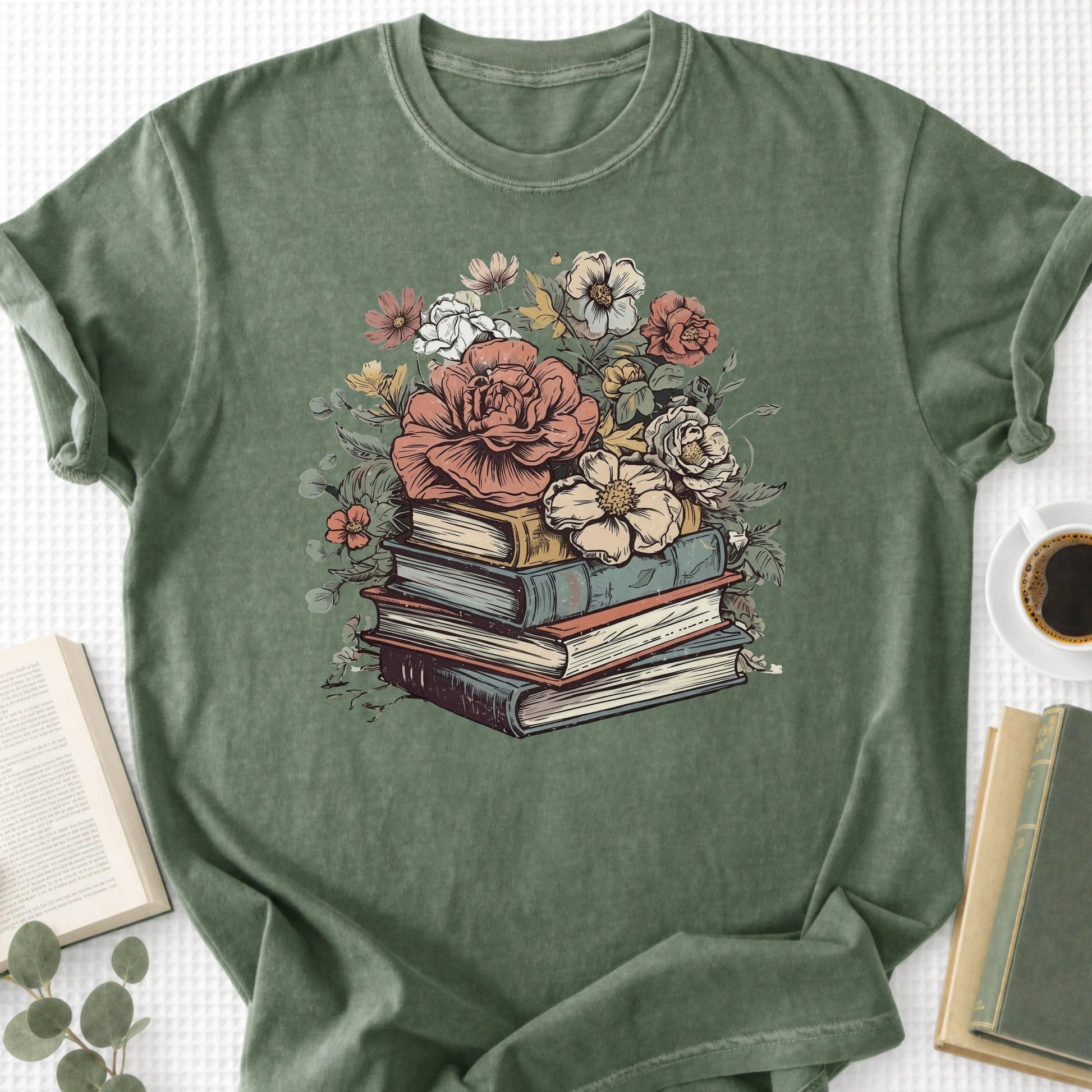 Rose Books Floral Vintage Unisex T-Shirt, Book Lover Gift - Book Social Club