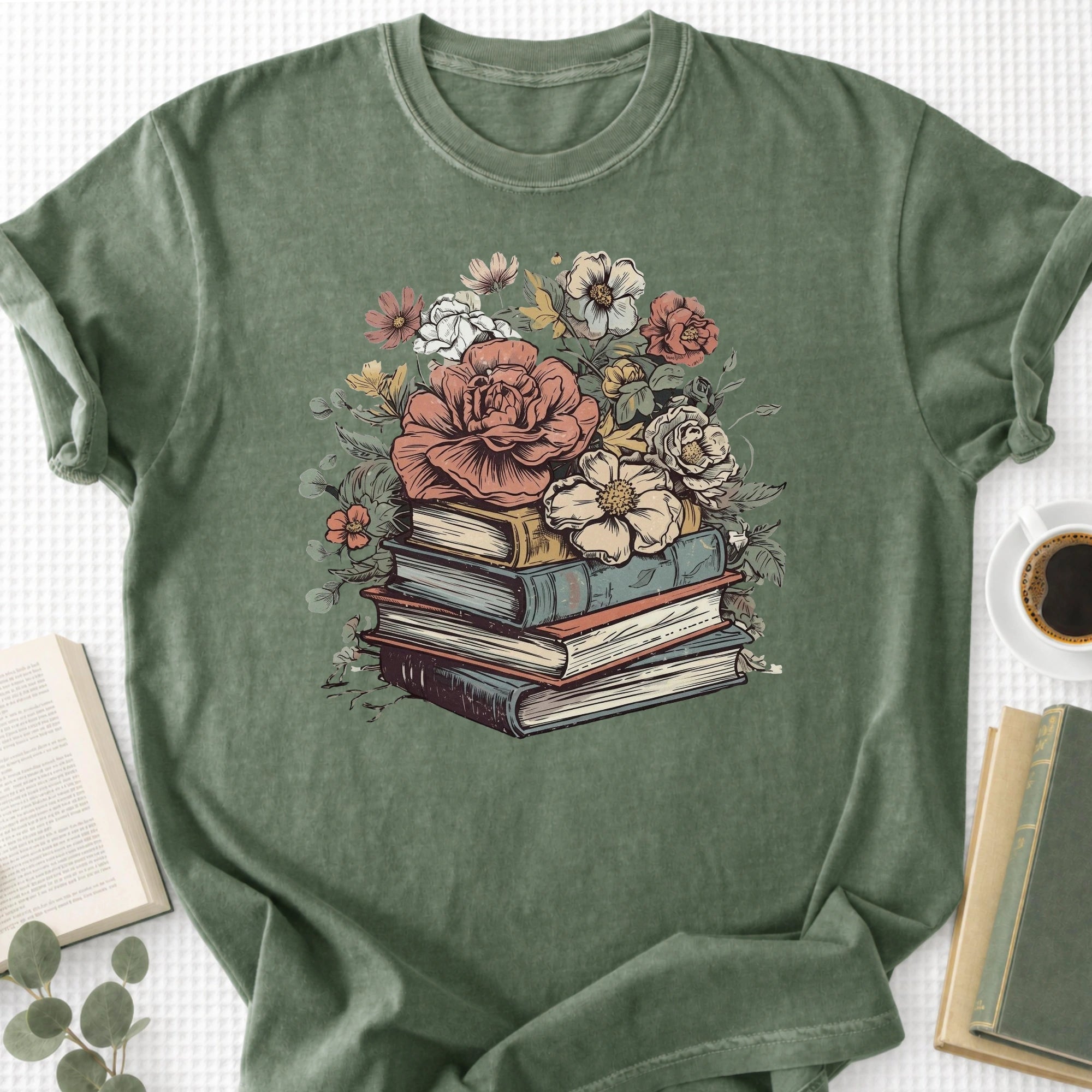 Rose Books Floral Vintage Unisex T-Shirt, Book Lover Gift - Book Social Club