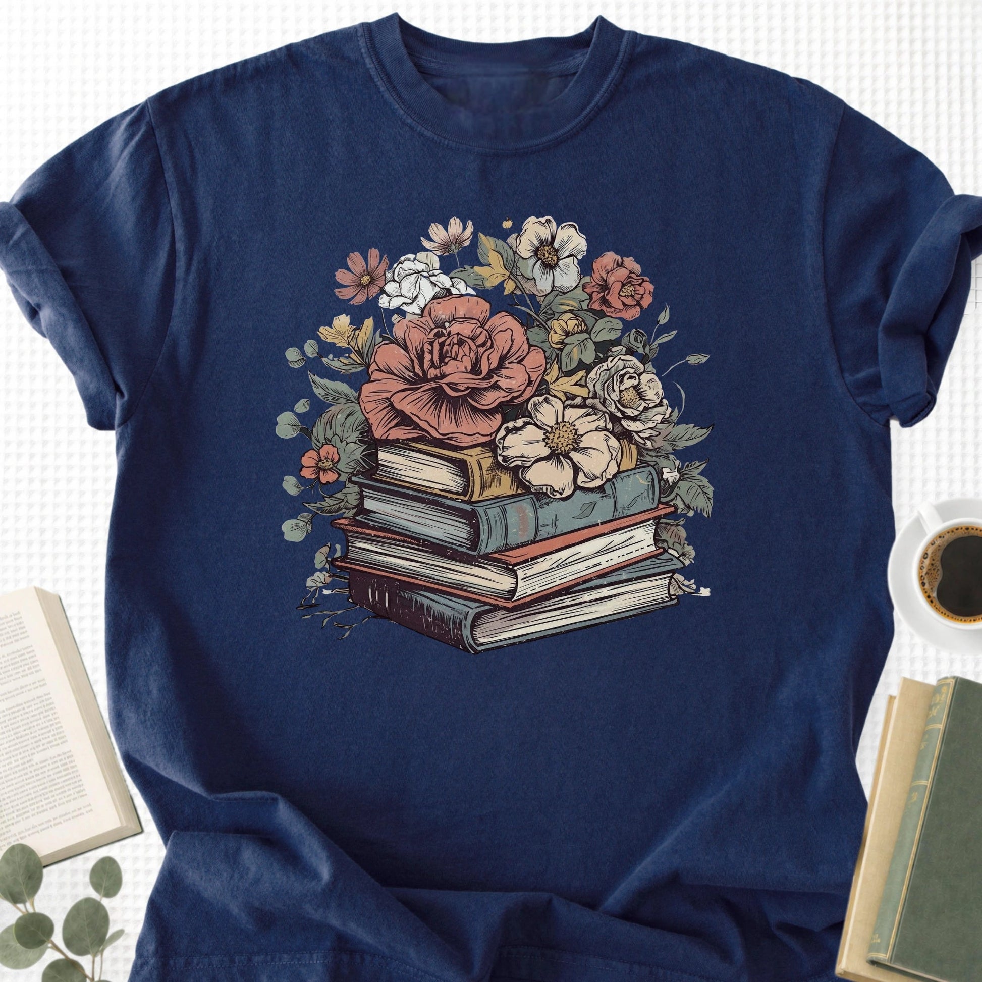 Rose Books Floral Vintage Unisex T-Shirt, Book Lover Gift - Book Social Club