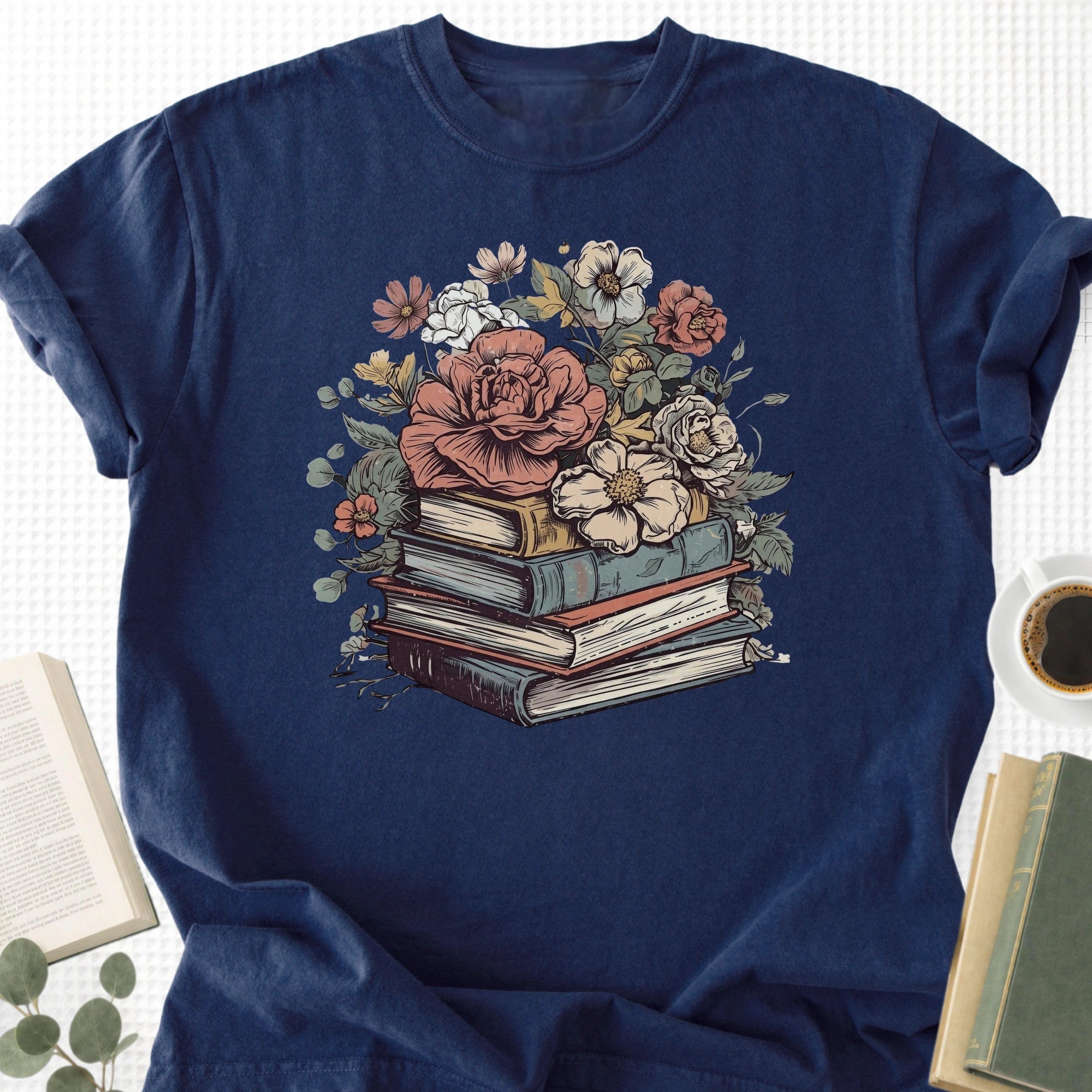 Rose Books Floral Vintage Unisex T-Shirt, Book Lover Gift - Book Social Club
