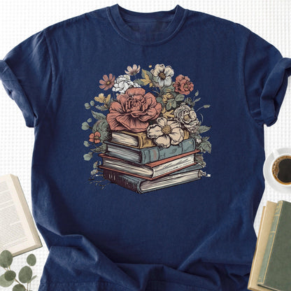 Rose Books Floral Vintage Unisex T-Shirt, Book Lover Gift - Book Social Club