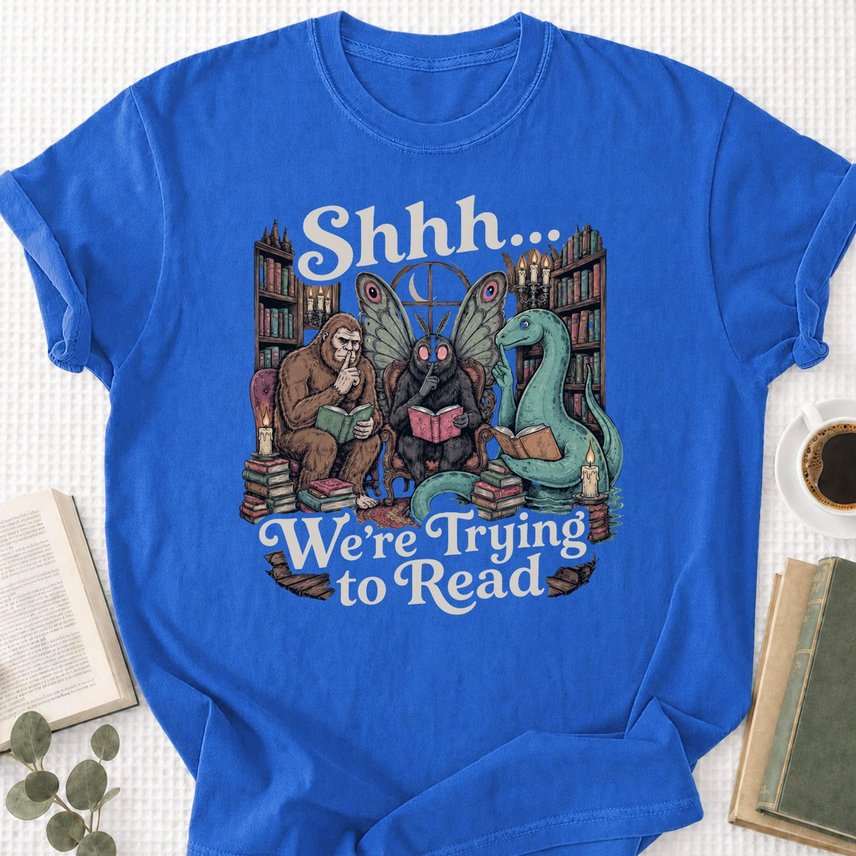 Shhh We're Trying to Read Cryptid Unisex T-Shirt - Book Social Club