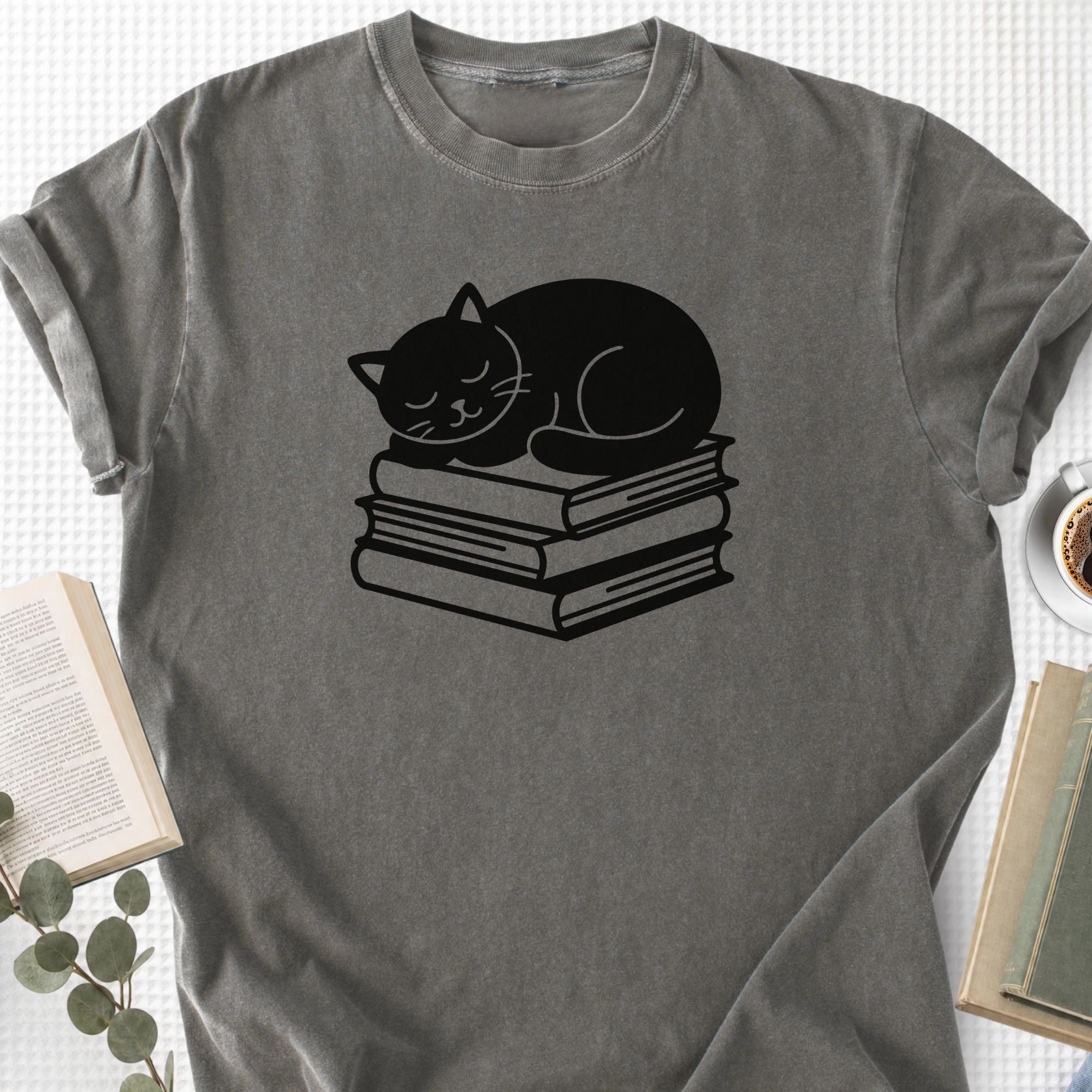 Sleeping Black Cat Books Unisex T-Shirt - Book Social Club