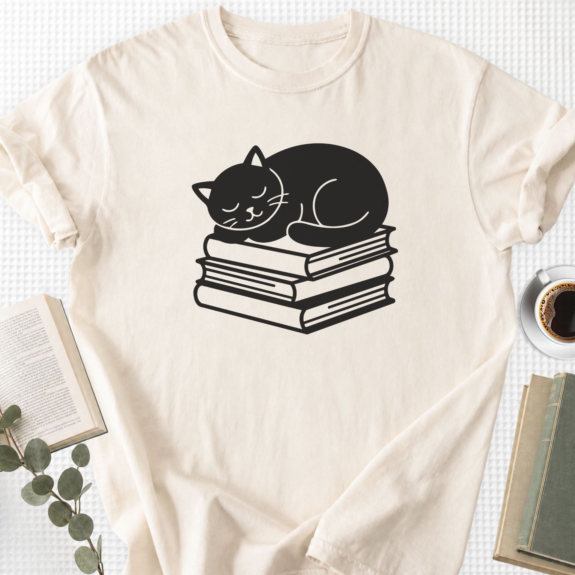 Sleeping Black Cat Books Unisex T-Shirt - Book Social Club