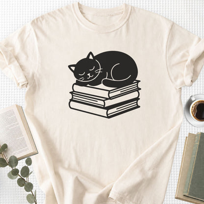 Sleeping Black Cat Books Unisex T-Shirt - Book Social Club