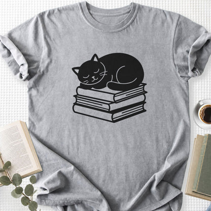 Sleeping Black Cat Books Unisex T-Shirt - Book Social Club