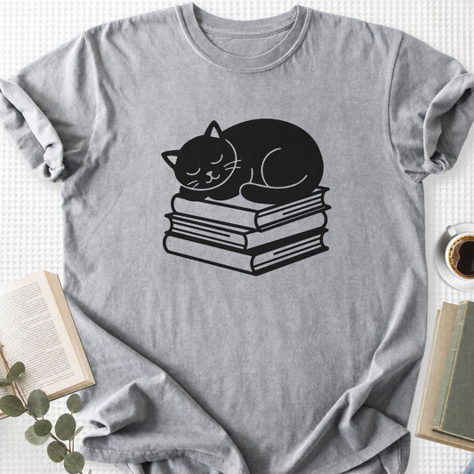 Sleeping Black Cat Books Unisex T-Shirt - Book Social Club