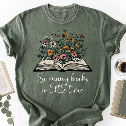 So Many Books So Little Time Floral Unisex T-Shirt - Book Social Club