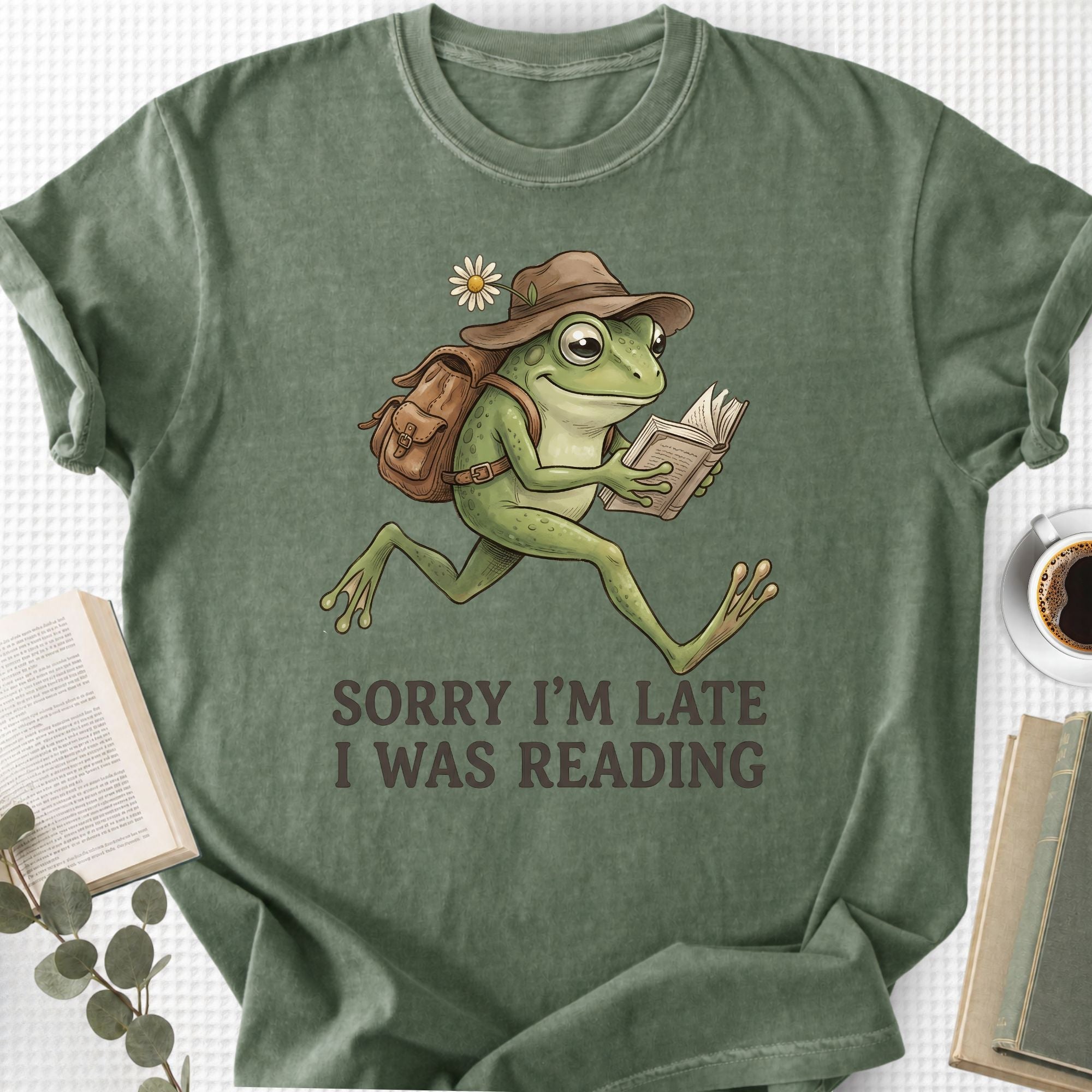 Sorry I'm Late I Was Reading Frog Unisex T-Shirt - Book Social Club