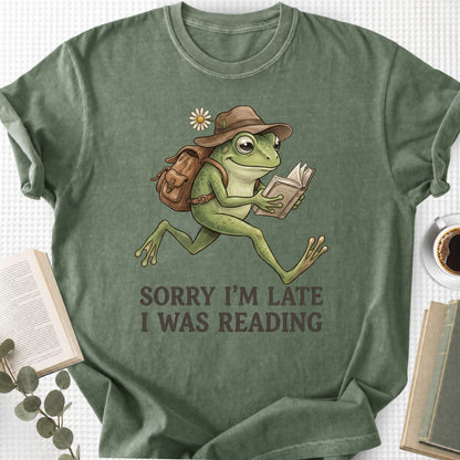 Sorry I'm Late I Was Reading Frog Unisex T-Shirt - Book Social Club