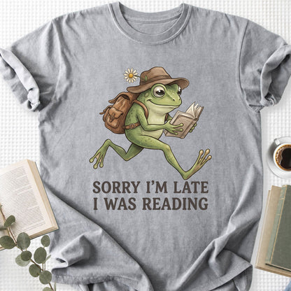 Sorry I'm Late I Was Reading Frog Unisex T-Shirt - Book Social Club