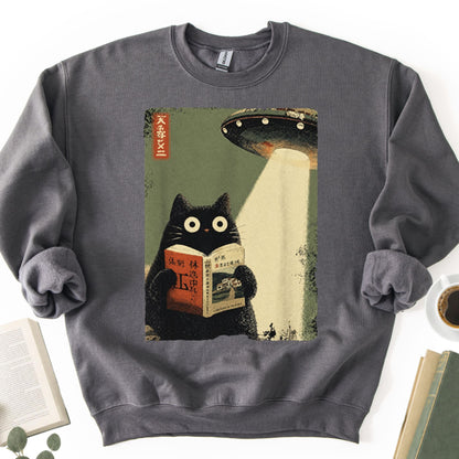 Vintage Japanese Cat Book UFO Abduction Unisex Sweatshirt - Book Social Club